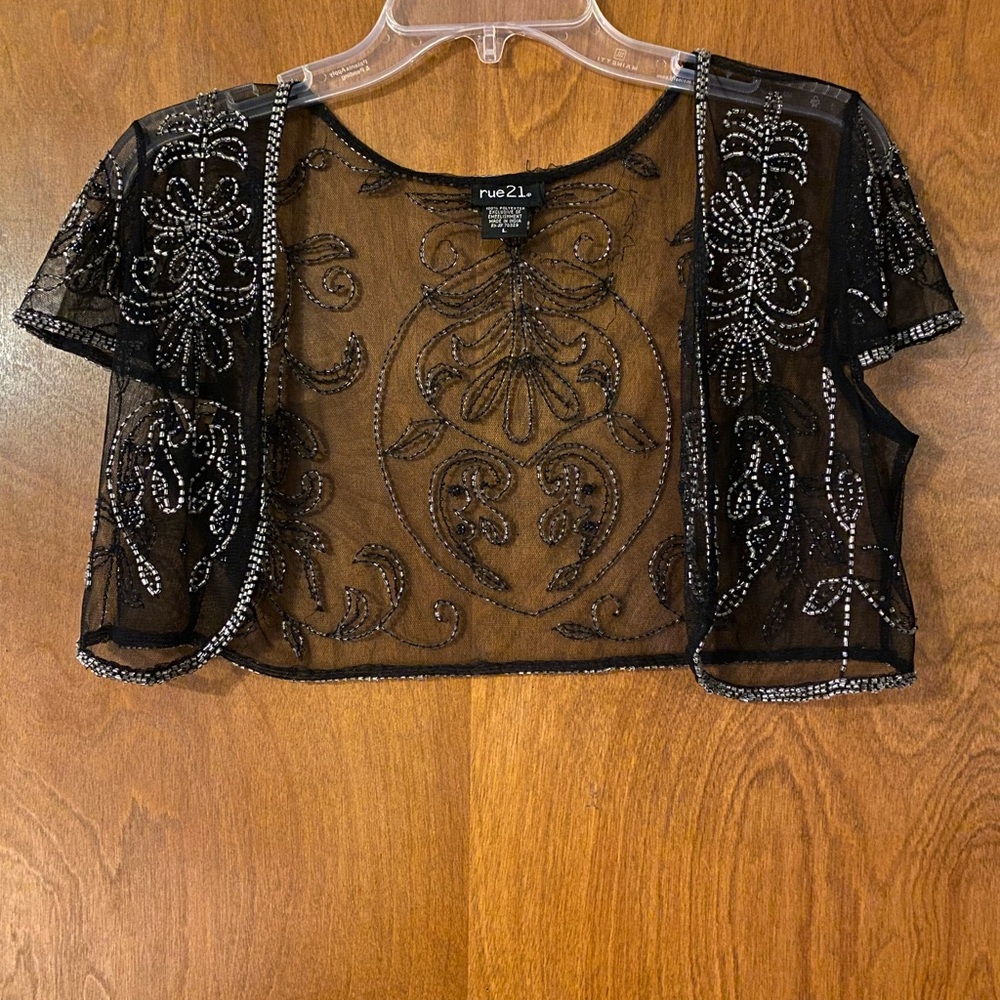 Rue21 Black Sheer Embellished Blouse